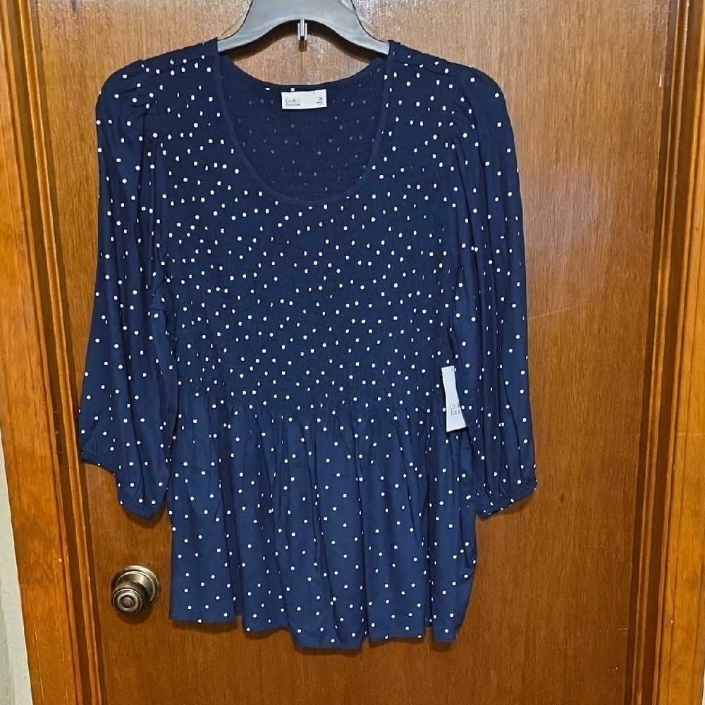NWT Croft And Barrow 3X Smock Peasant Blouse